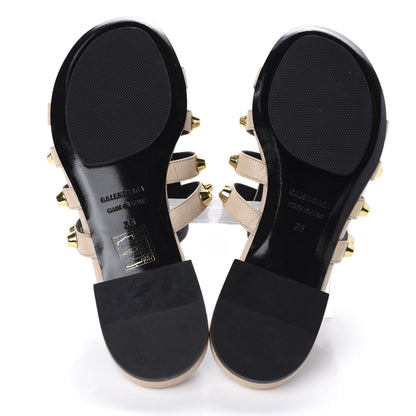 Balenciaga Agneau Lambskin Giant Gold Stud Sandals 36 Beige 5 of 10
