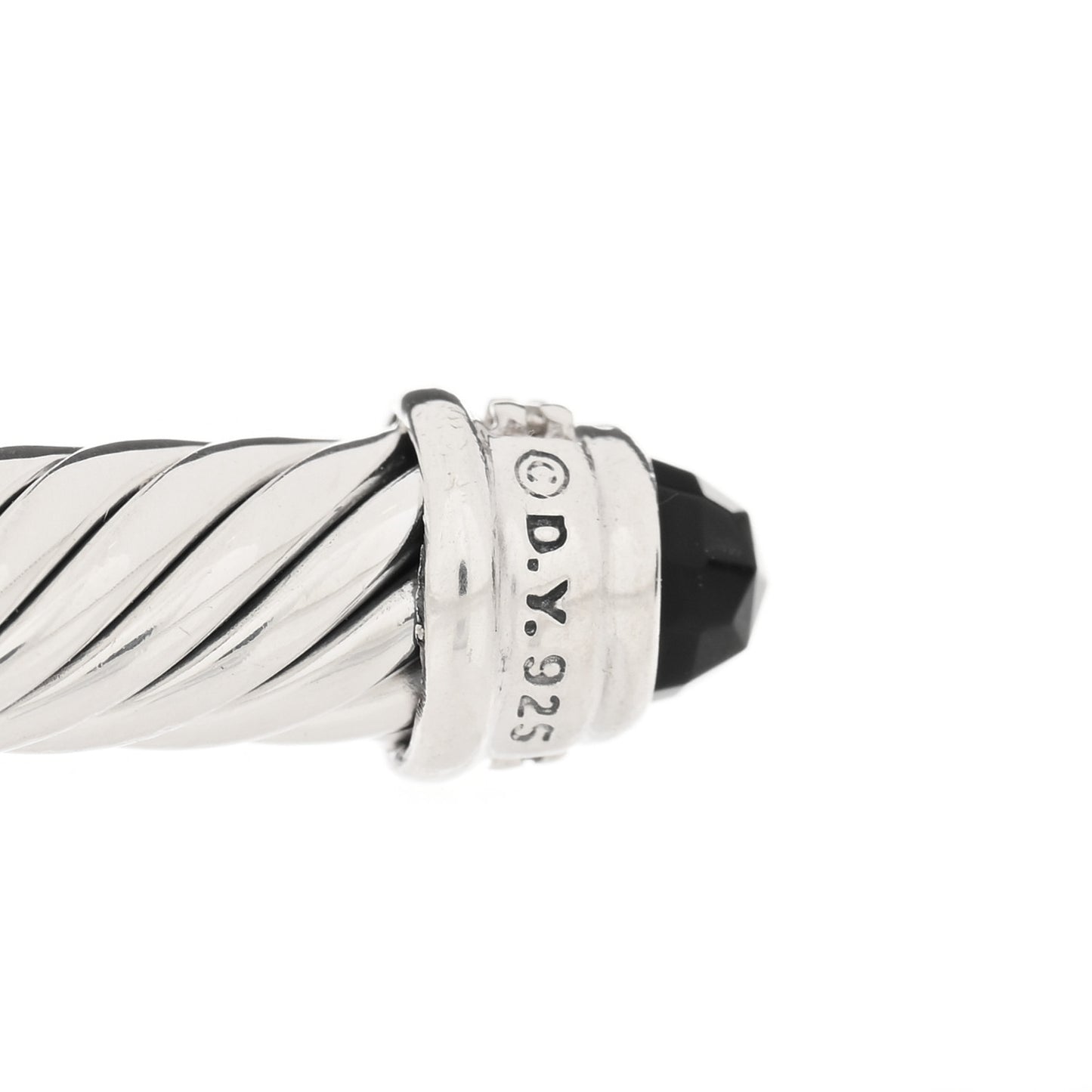 Sterling Silver Diamond Black Onyx 5mm Cable Classics Bracelet