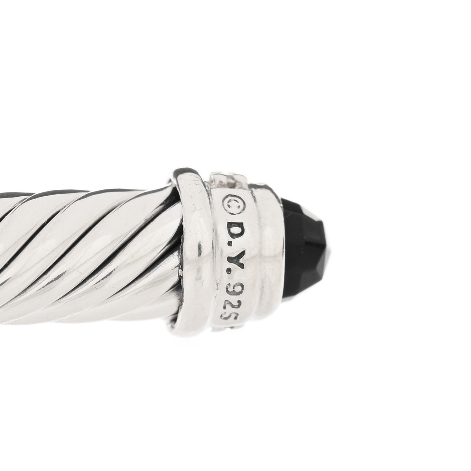 David Yurman Sterling Silver Diamond Black Onyx 5mm Cable Classics Bracelet 3 of 3