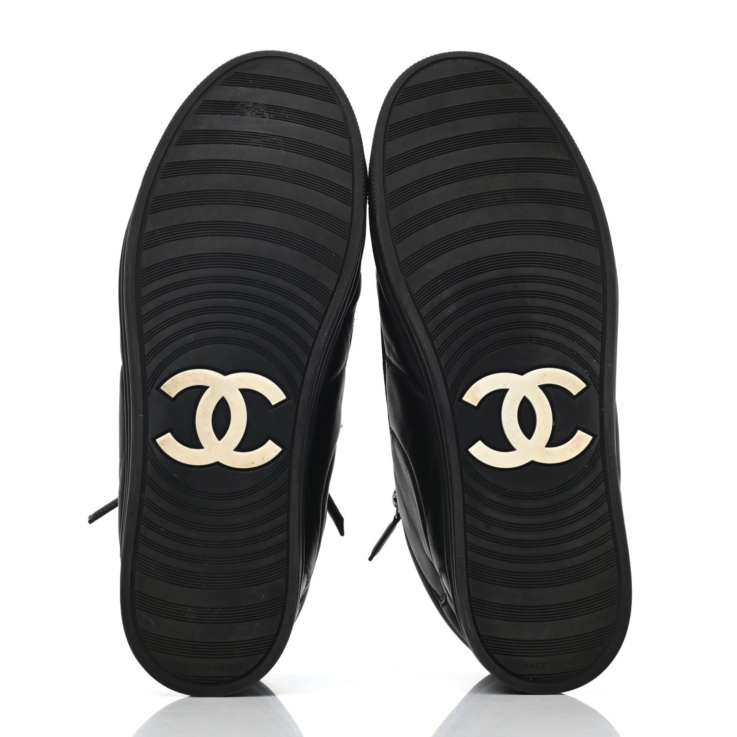 Chanel Calfskin Pearl High Top CC Sneakers 40 Black 4 of 4