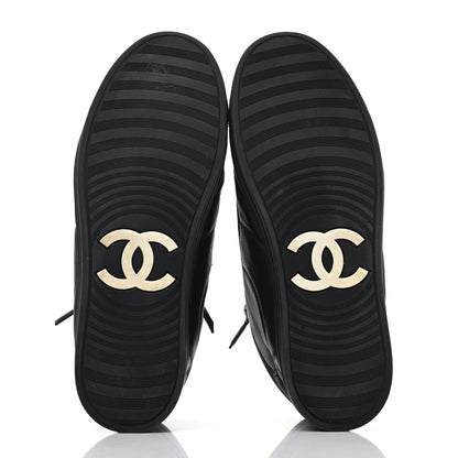 Chanel Calfskin Pearl High Top CC Sneakers 40 Black 4 of 4