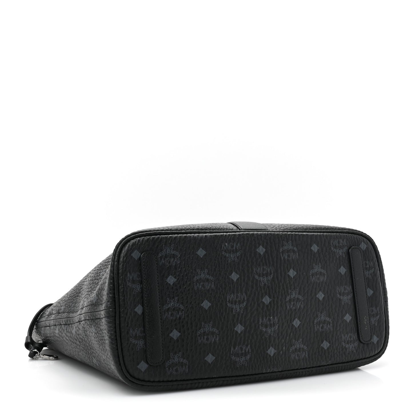 Grained Calfskin Visetos Medium Liz Reversible Shopper Tote Black