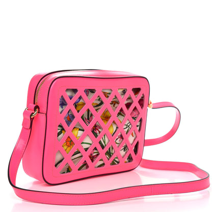 Gucci Canvas Calfskin Flora Infinity Cutout Shoulder Bag Fuchsia 3 of 10