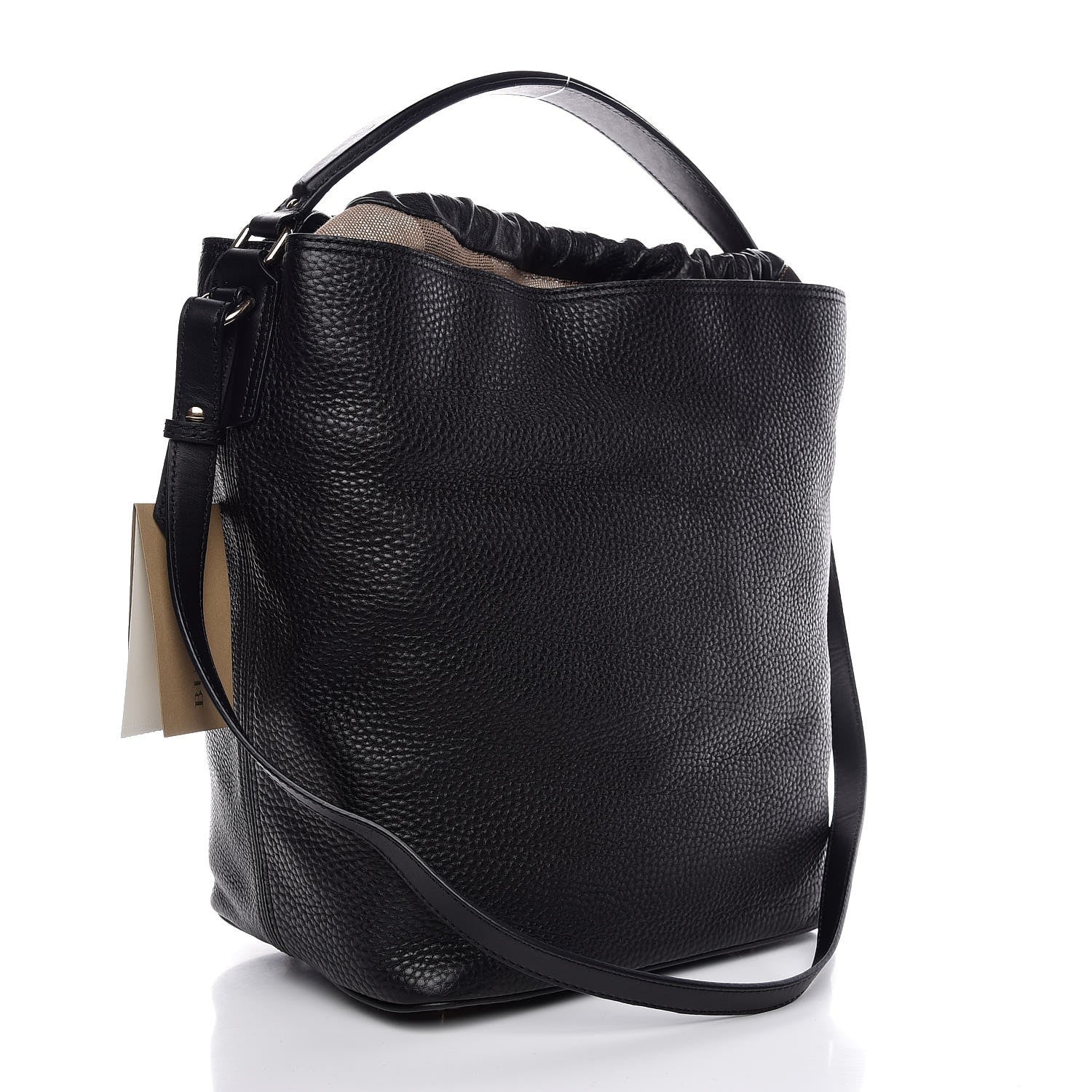 Burberry Grainy Calfskin Medium Check Ashby Hobo Black 4 of 8