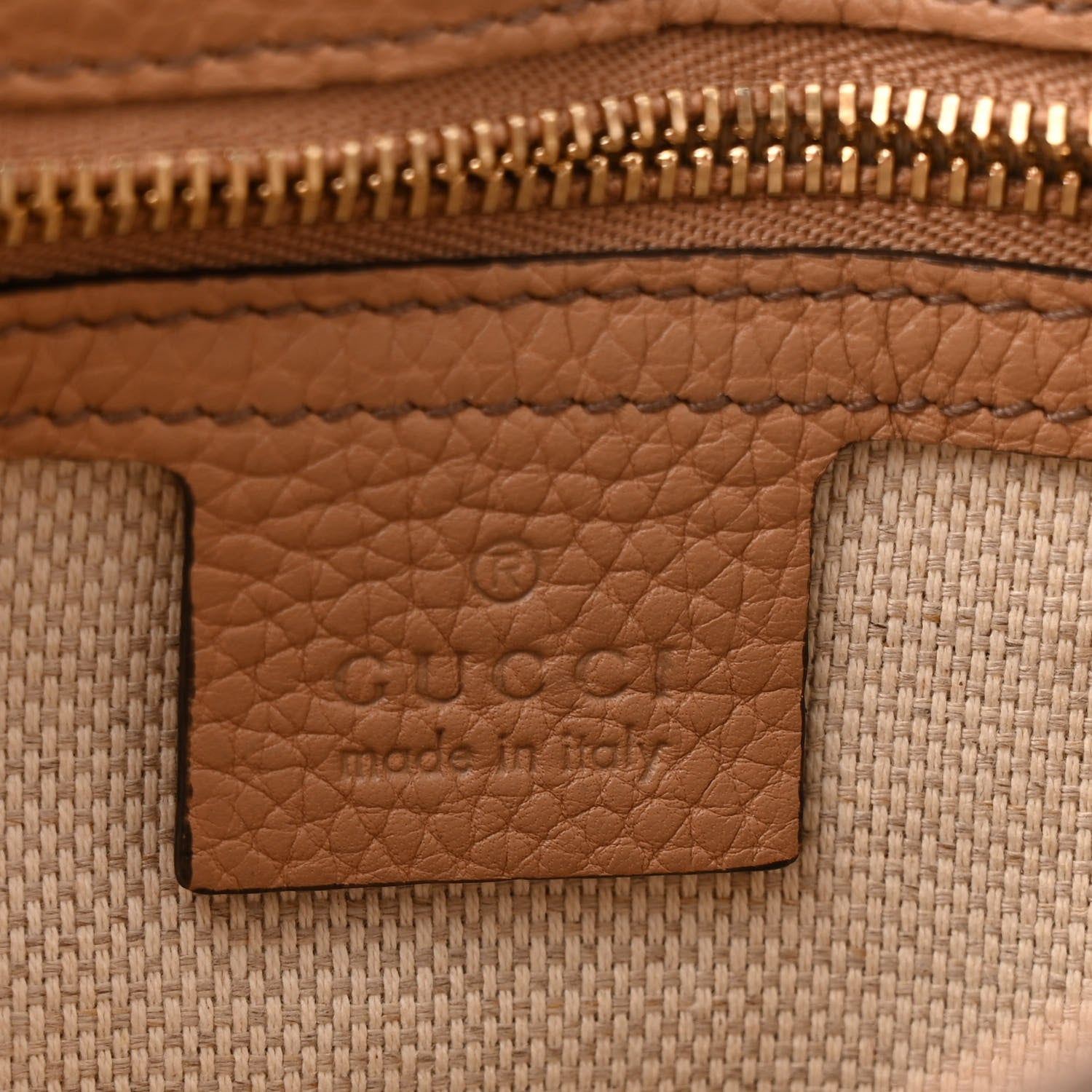 Gucci Pebbled Calfskin Medium Soho Flap Crossbody Camelia 6 of 14