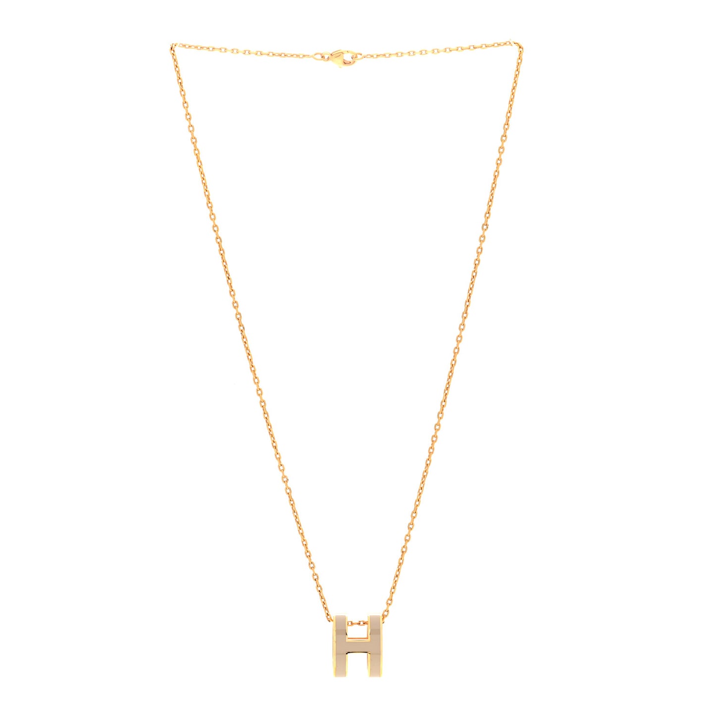 Lacquered Gold Pop H Pendant Necklace Marron Glace