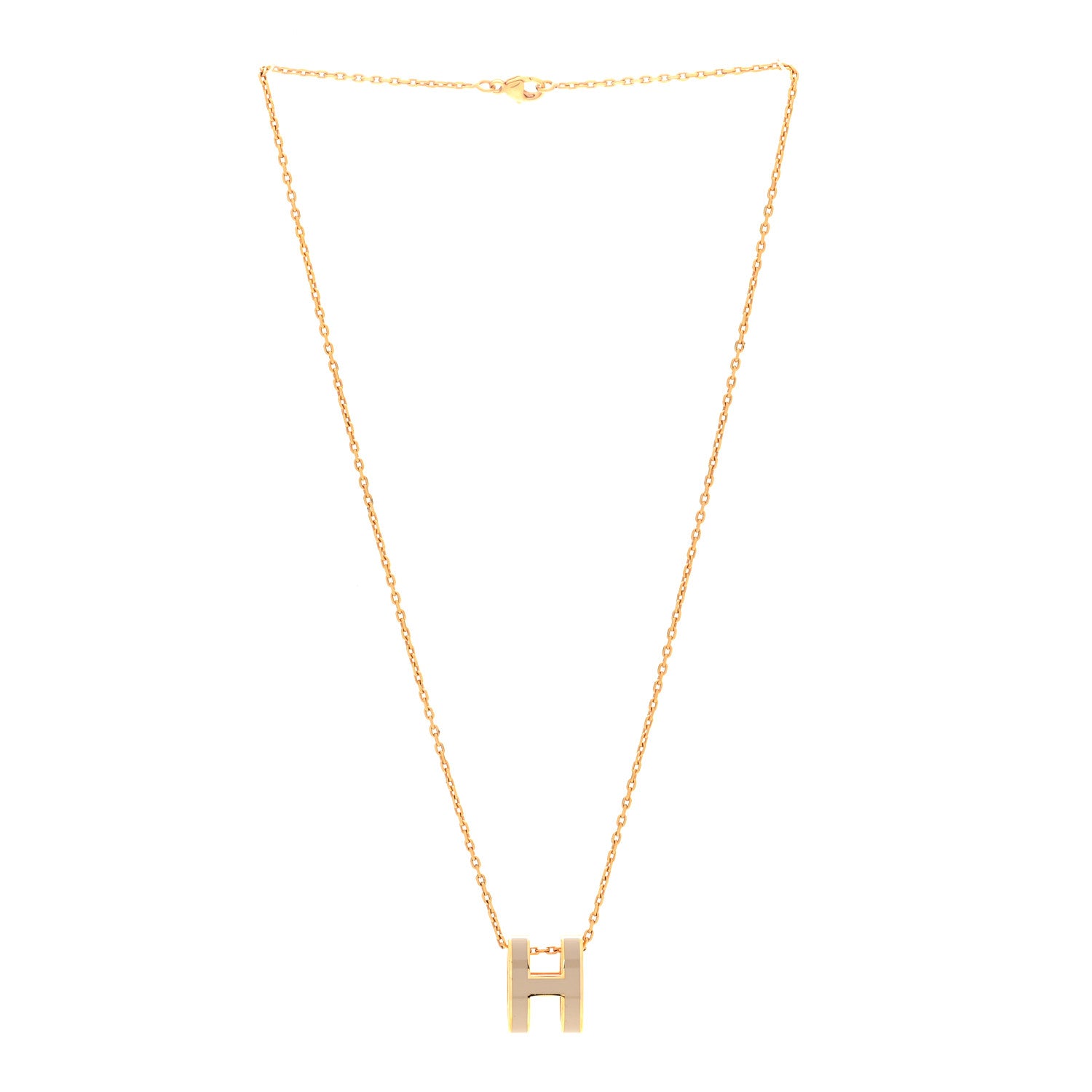 Hermes Lacquered Gold Pop H Pendant Necklace Marron Glace 3 of 7