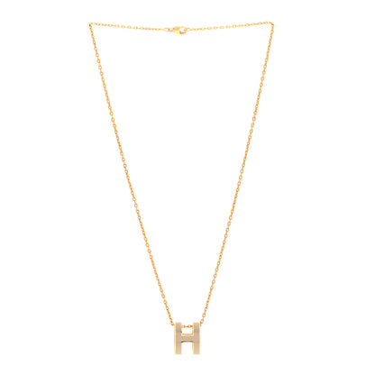 Hermes Lacquered Gold Pop H Pendant Necklace Marron Glace 3 of 7
