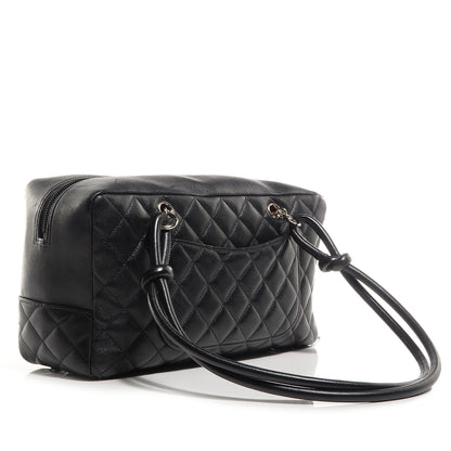 Chanel Calfskin Quilted Large Cambon Bowler Pink Black 3 of 7