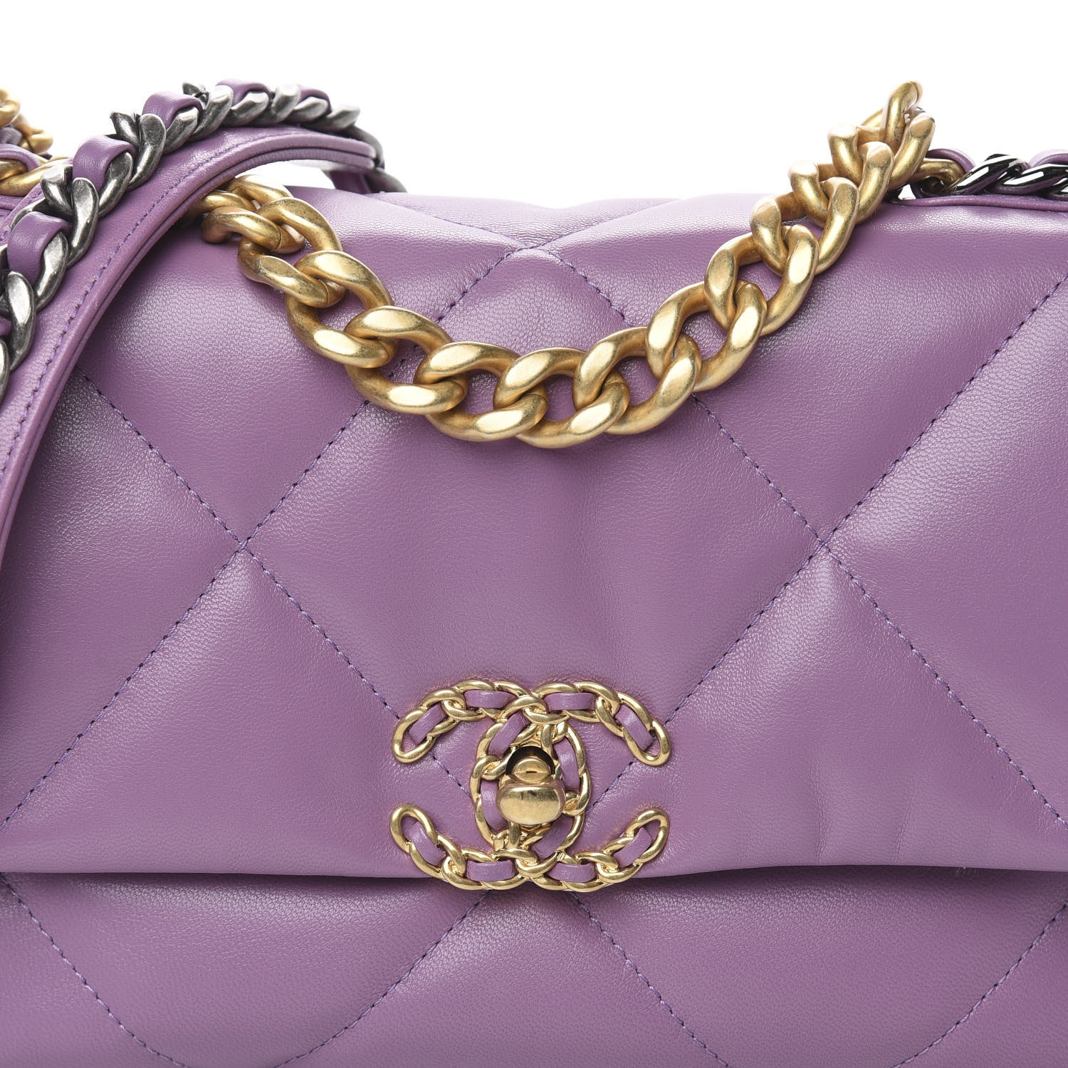Chanel Goatskin Quilted Medium 19 Flap Violet Purple 8 of 12