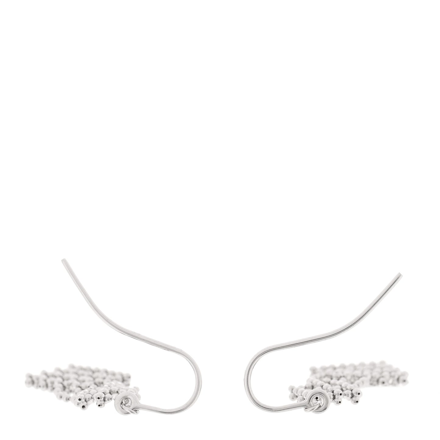 18K White Gold Fringe Bead Drop Earrings