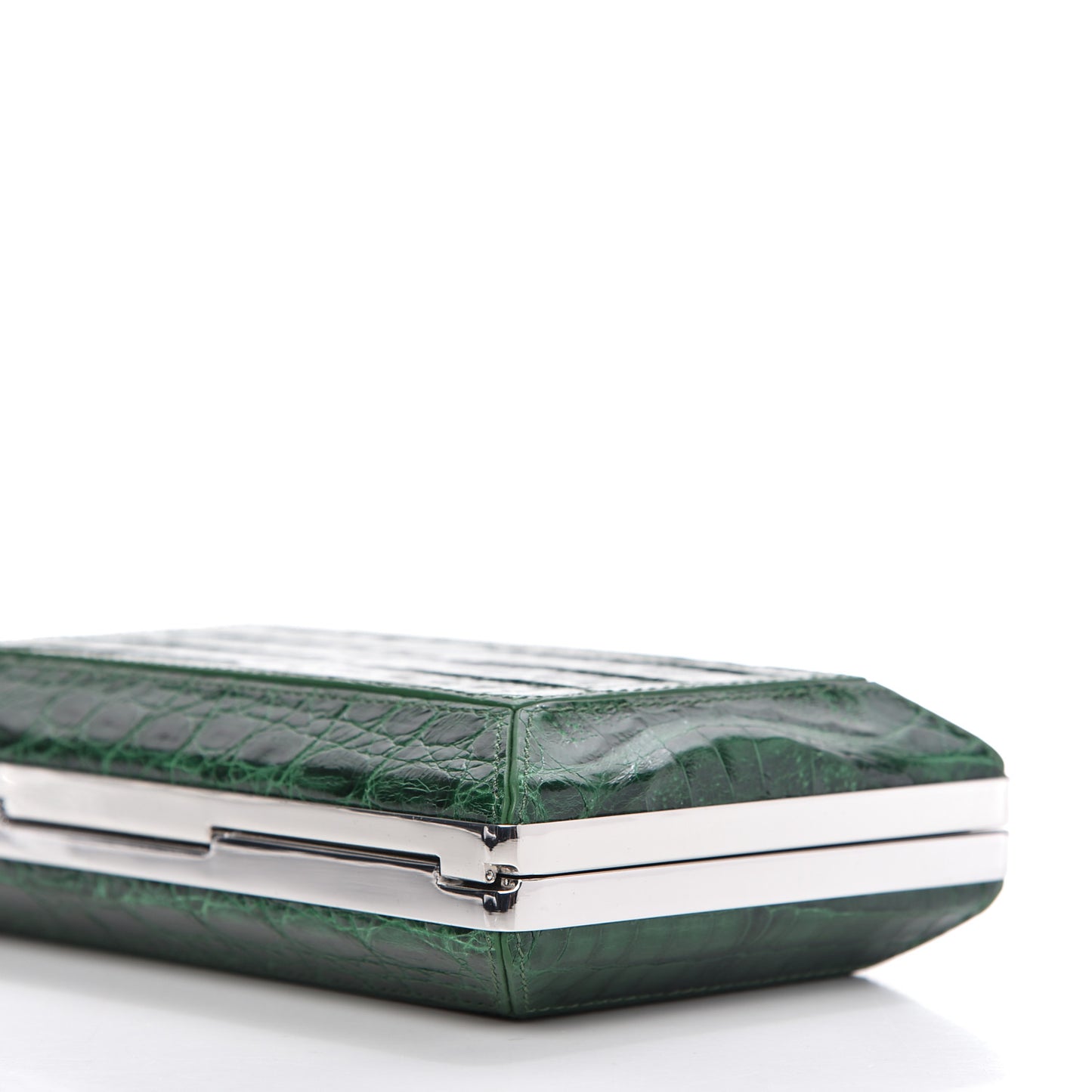 Crocodile Faceted Clutch Emerald