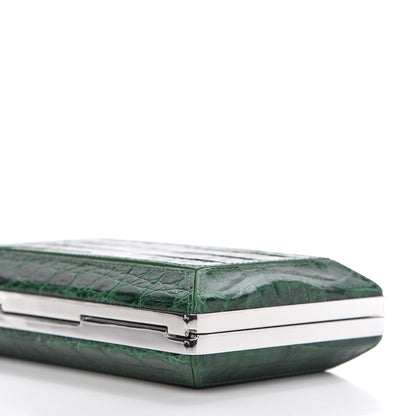 Judith Leiber Crocodile Faceted Clutch Emerald 8 of 14