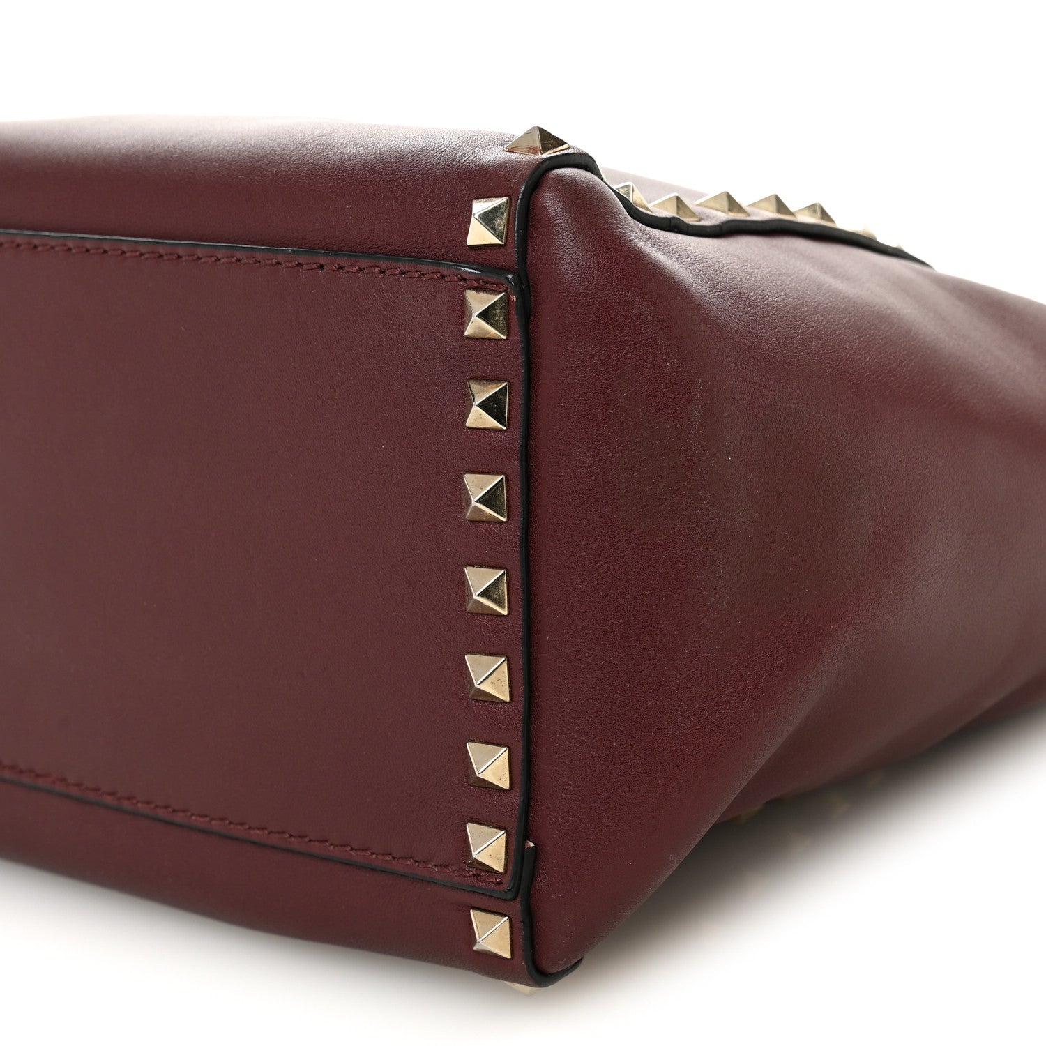 Valentino Garavani Vitello Rockstud Double Handle Tote Rubin 10 of 13