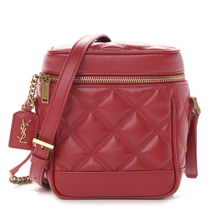 Saint Laurent Grain de Poudre Quilted 80's Vanity Bag Red 1 of 12