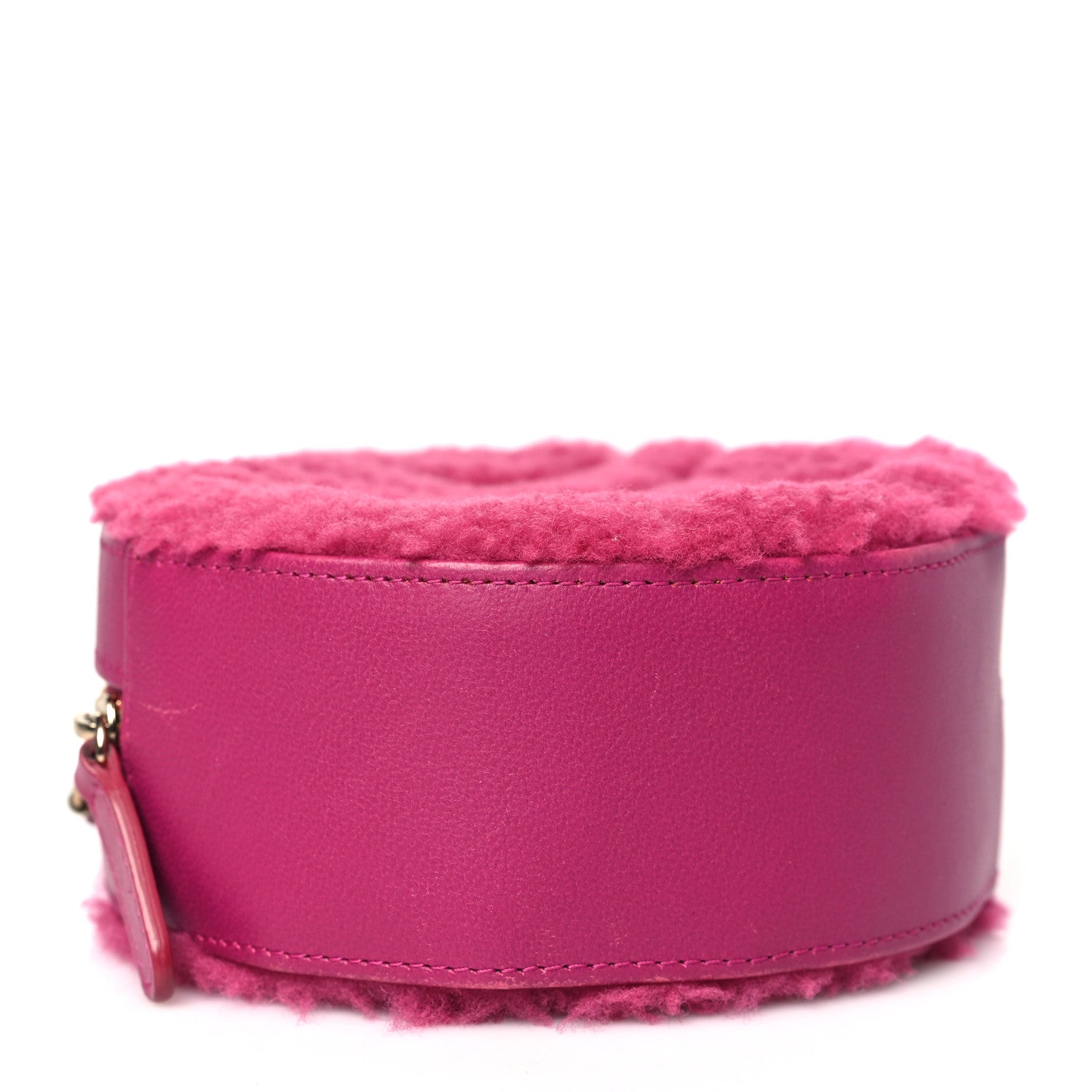 Chanel Shearling Chevron Quilted Round Clutch With Chain Pink 4 of 10