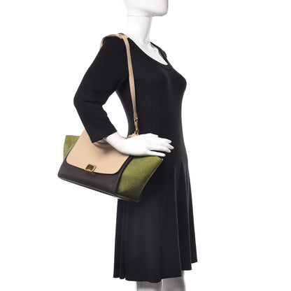 Celine Bullhide Calfskin Small Tri-Color Trapeze Almond 2 of 10