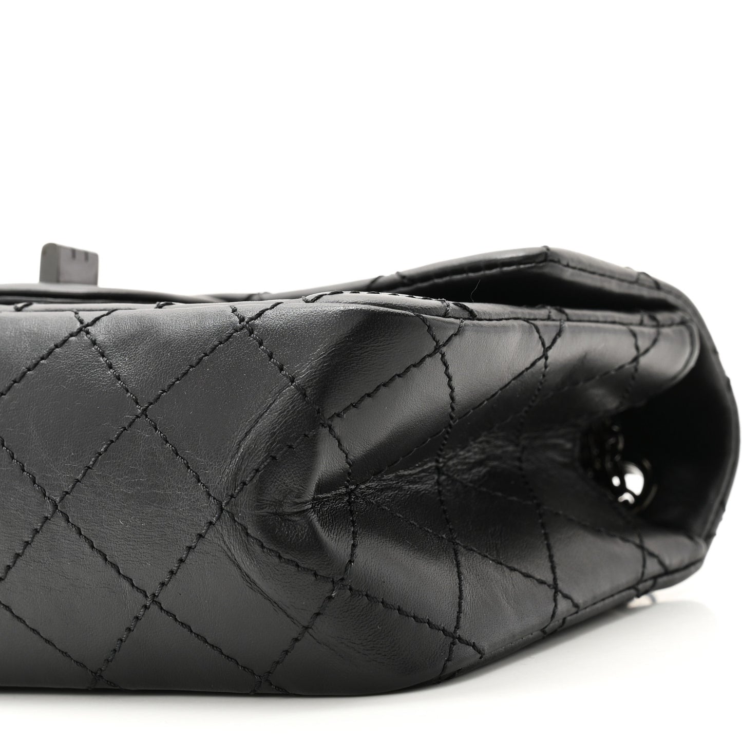 Aged Calfskin Quilted 2.55 Reissue Mini Flap So Black