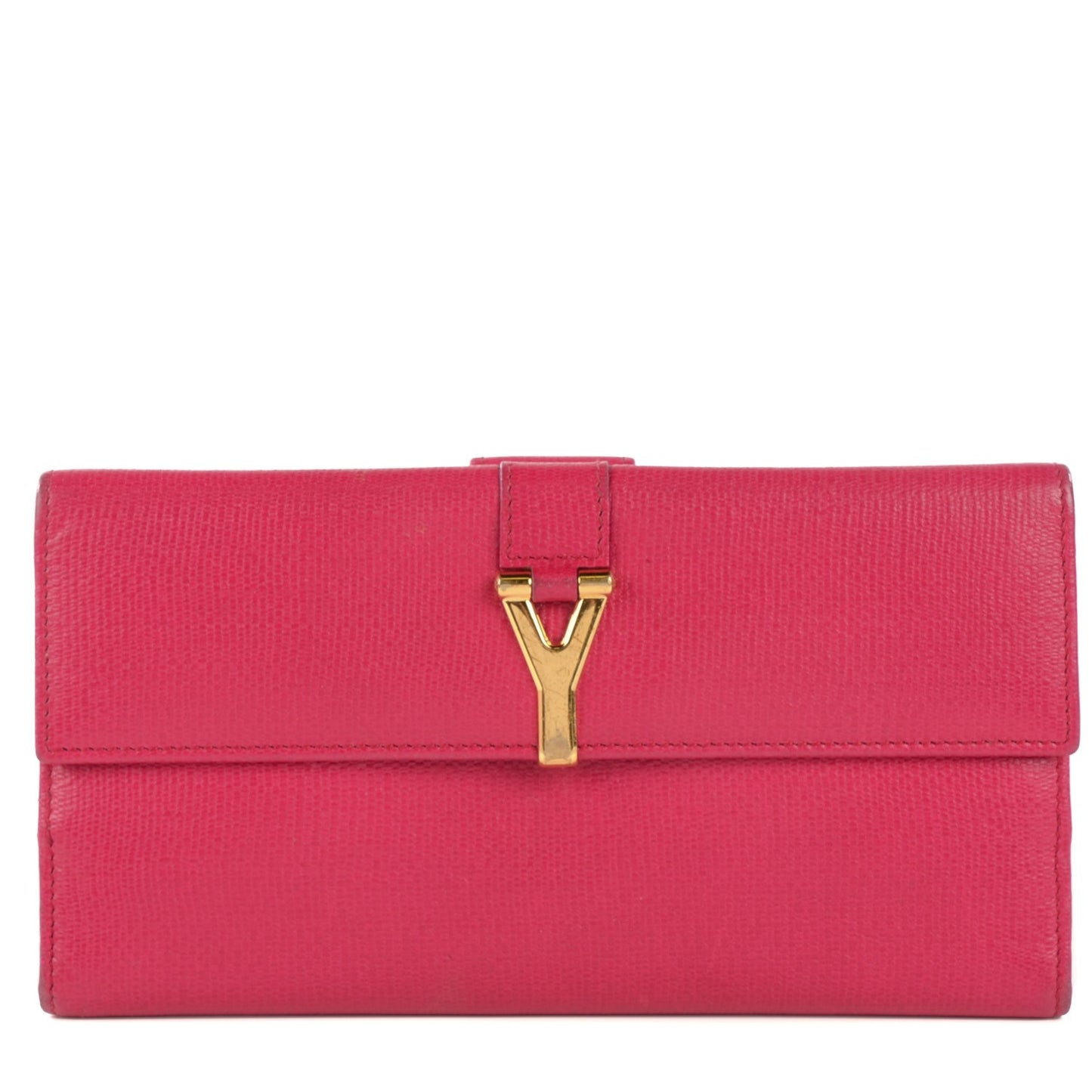 Textured Calfskin Classic Y Wallet Fuchsia