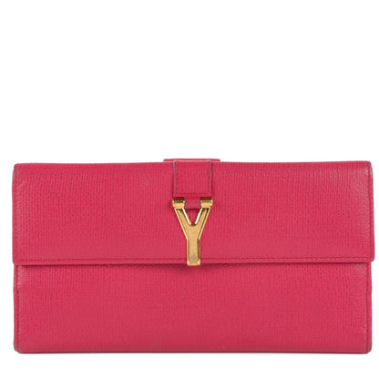 Saint Laurent Textured Calfskin Classic Y Wallet Fuchsia 1 of 7