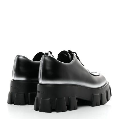 Prada Spazzolato Rois Sfumato Monolith 55mm Derby Loafers 38.5 Black Argento 4 of 9