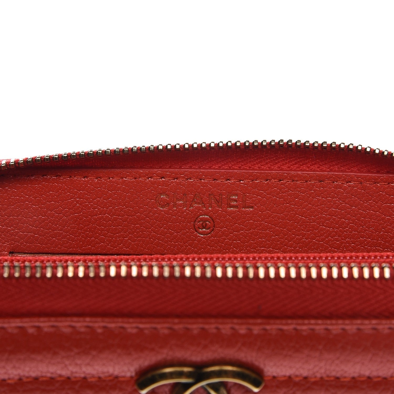 Chanel Shiny Goatskin Diagonal Quilted Small Zip Around Wallet Red 6 of 10