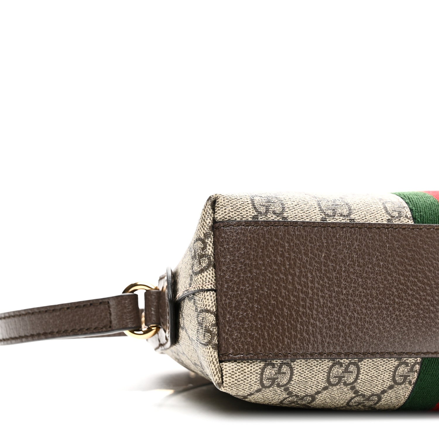 Gucci GG Supreme Monogram Textured Dollar Calfskin Web Small Ophidia Dome Shoulder Bag Beige Ebony New Acero 9 of 10