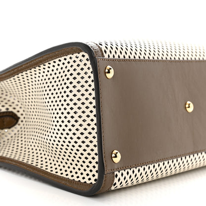 Fendi Vitello Liberty Glossy Lambskin Perforated Medium Peekaboo X-Lite White Ice Rust Maya 9 of 13