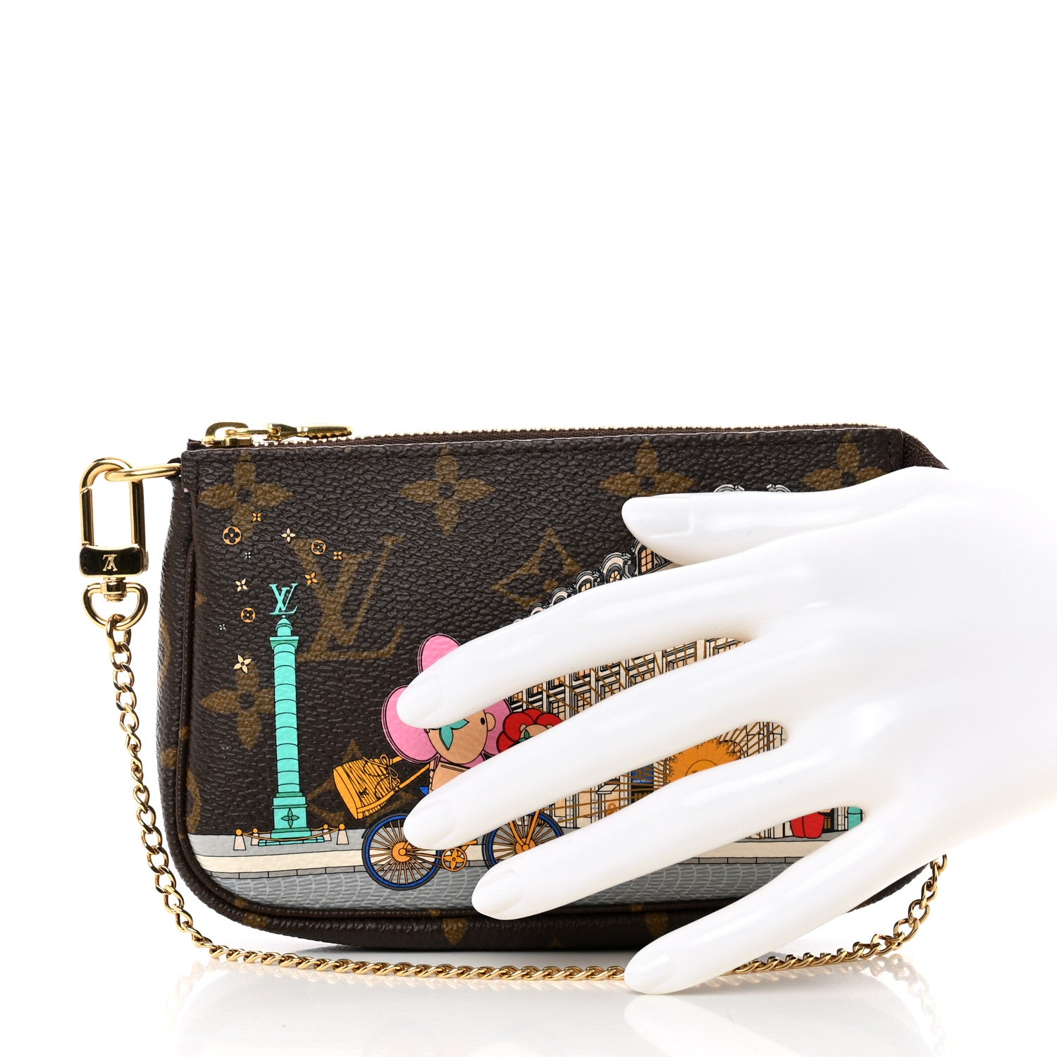 Louis Vuitton Monogram 2022 Christmas Animation Paris Mini Pochette Accessories Pink 2 of 8