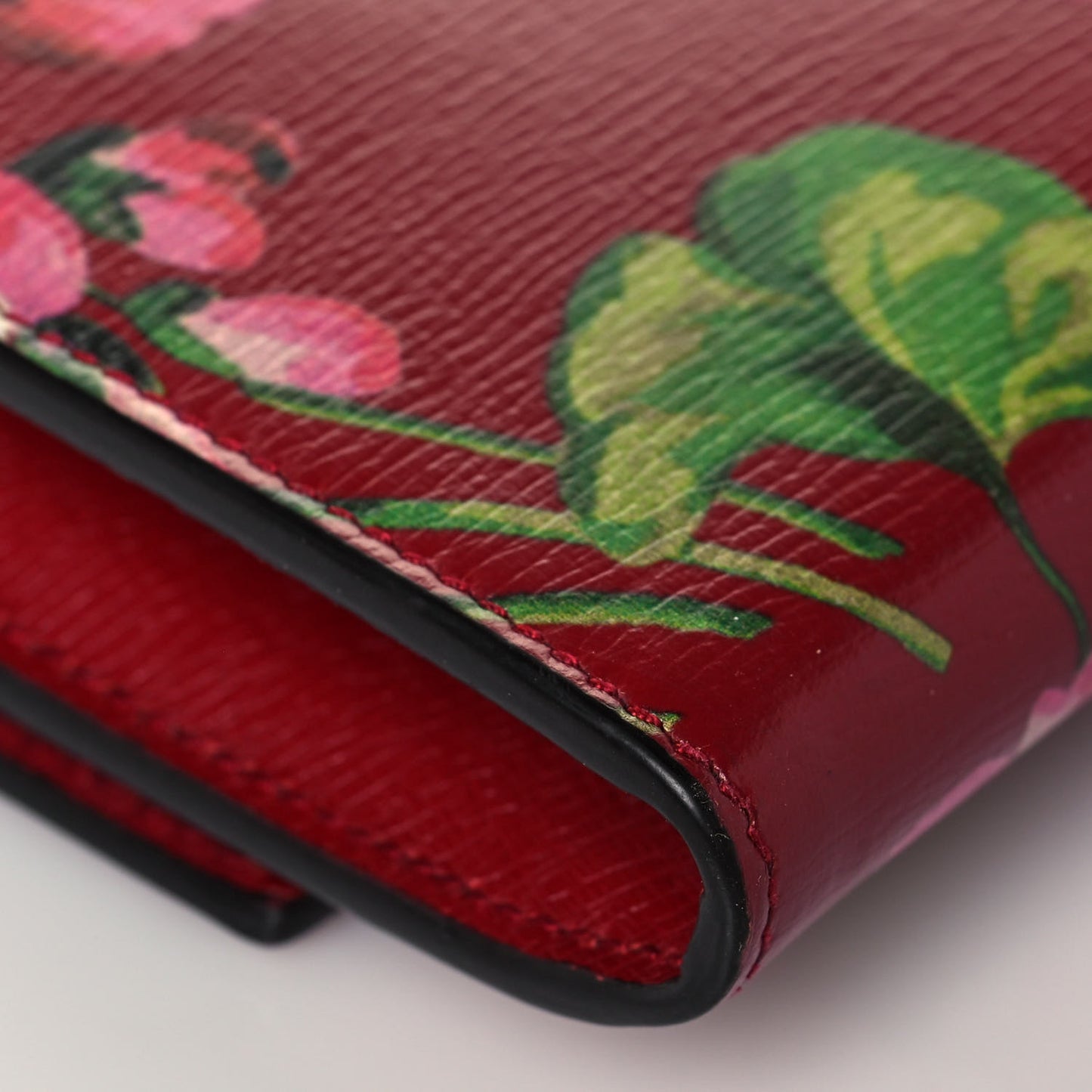 Calfskin Blooms Print Continental Wallet Romantic Cherry Multicolor