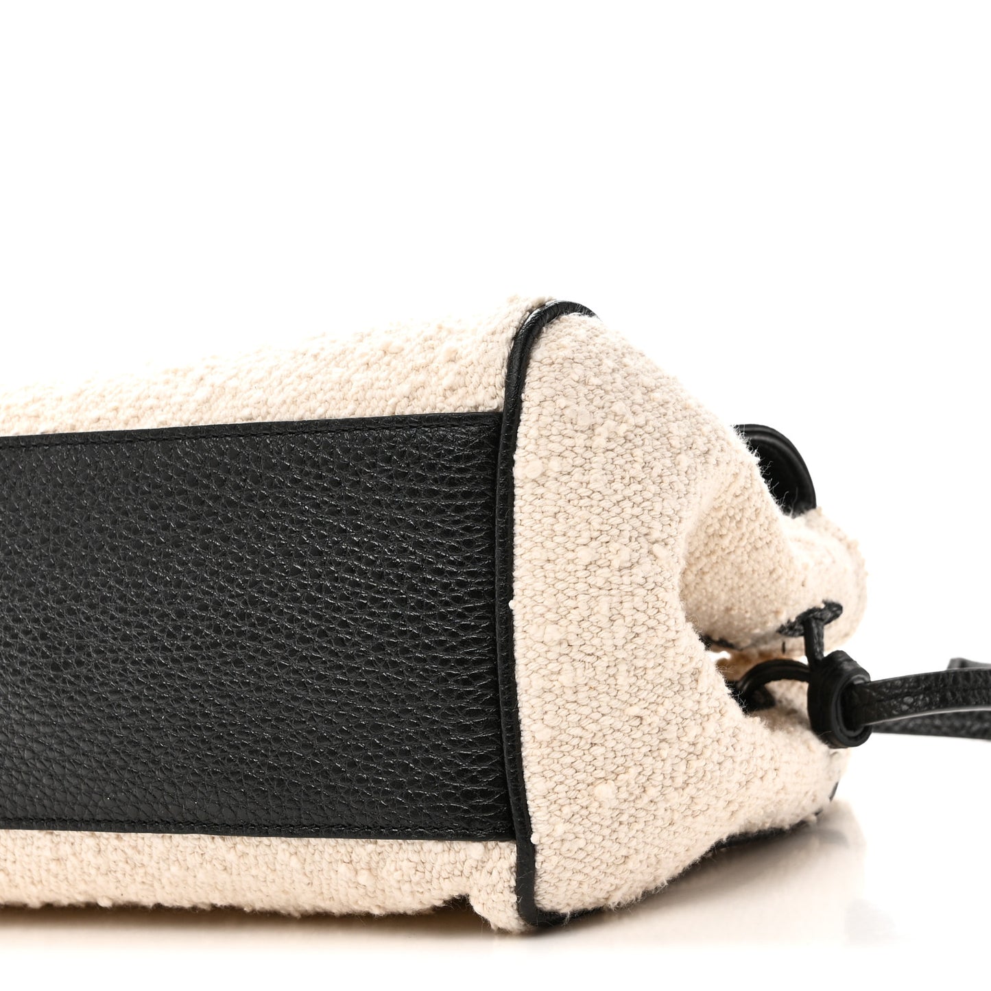 Grained Calfskin Boucle Urban Essentials Small Shopping Bag Black Ivory