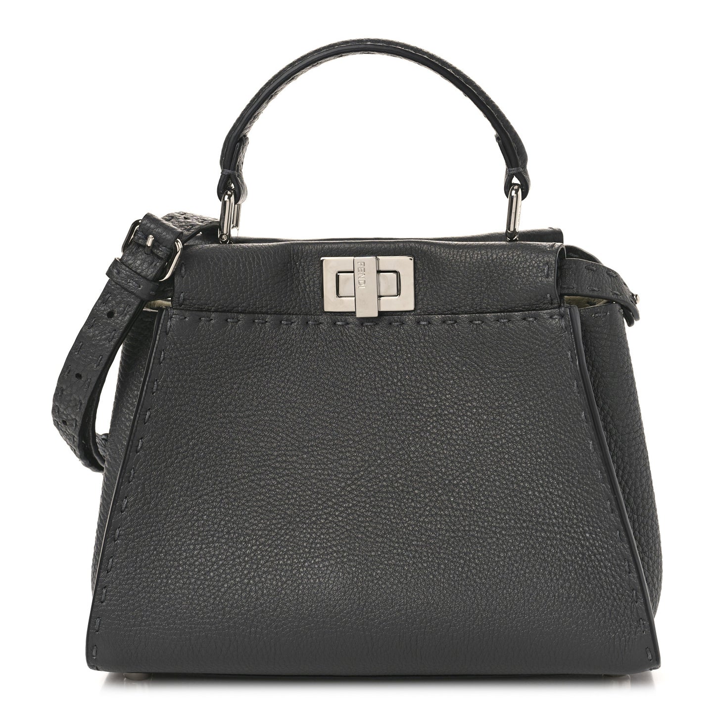 Cuoio Romano Selleria Bi-Color Mini Peekaboo Iconic Satchel Asfalto Latte