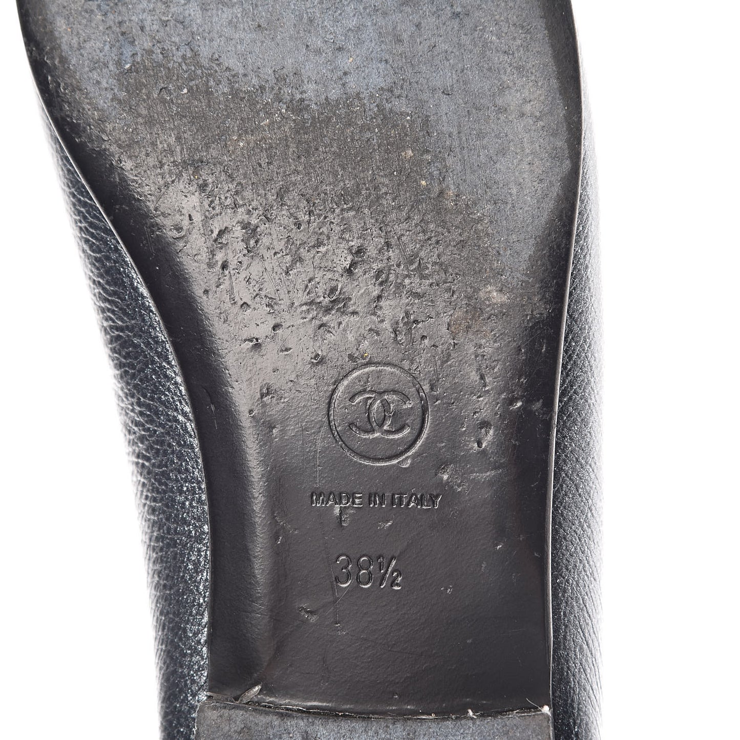 Metallic Calfskin Cap Toe CC Ballerina Flats 38.5 Silver