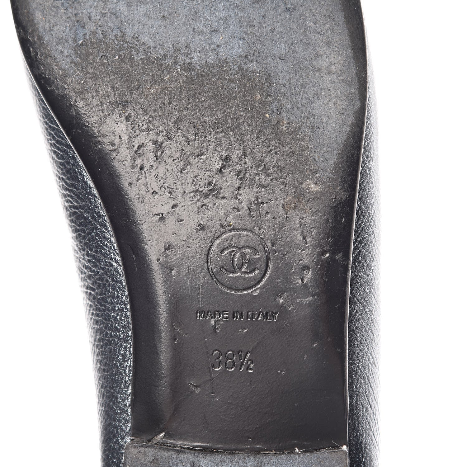 Chanel Metallic Calfskin Cap Toe CC Ballerina Flats 38.5 Silver 7 of 18