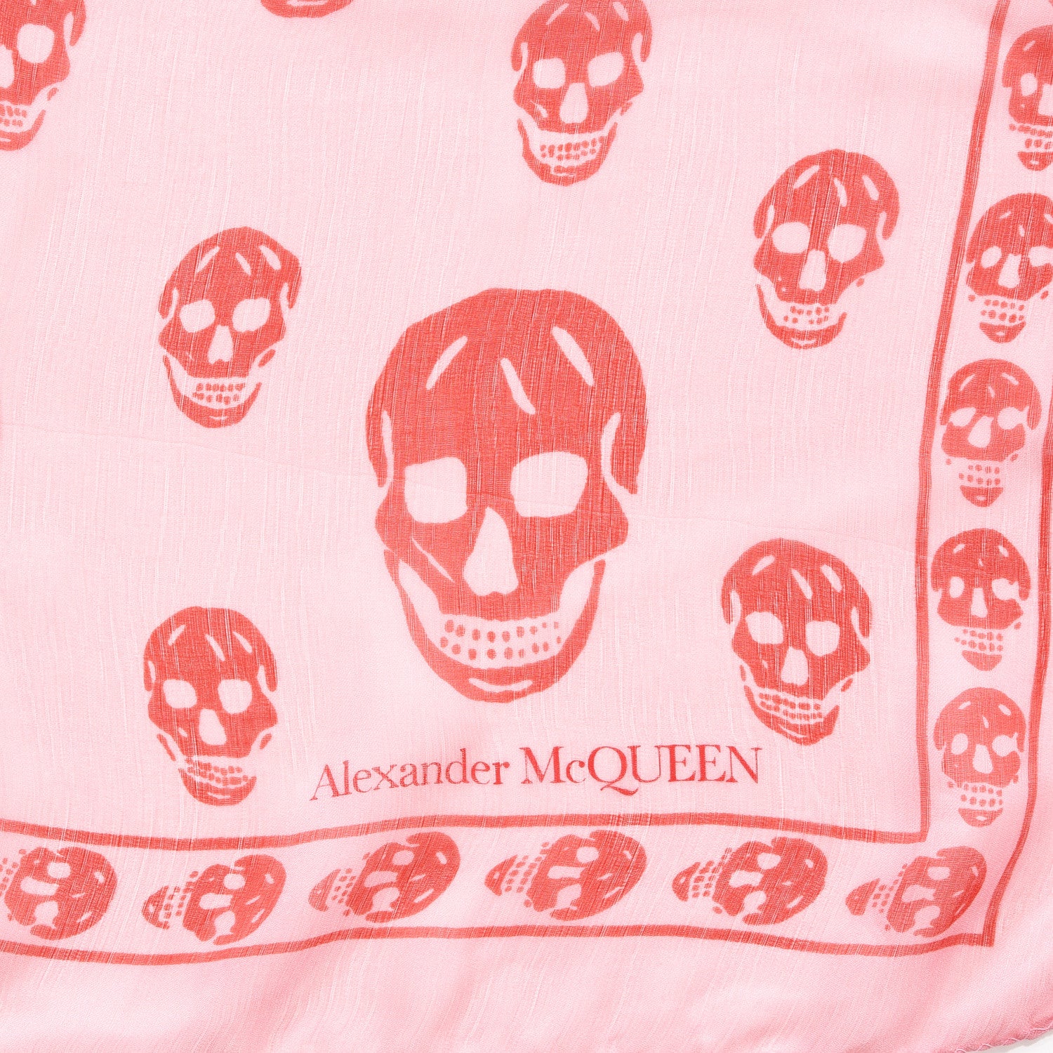 Alexander McQueen Silk Chiffon Skull Scarf Red Pink 4 of 5