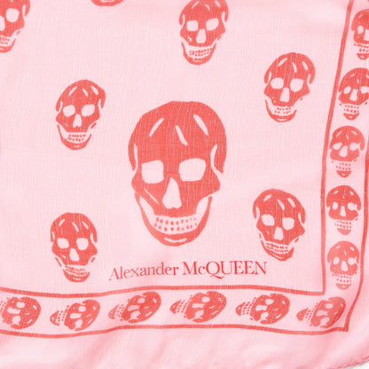 Alexander McQueen Silk Chiffon Skull Scarf Red Pink 4 of 5