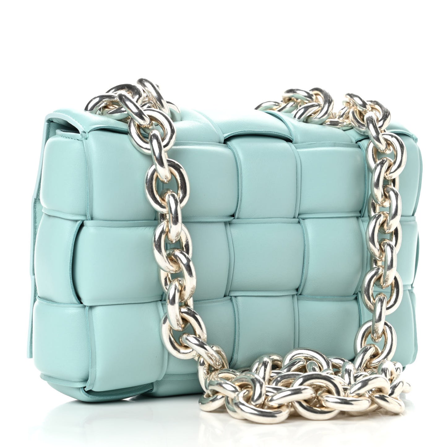 Lambskin Maxi Intreccio Padded Chain Cassette Crossbody Bag Spearmint