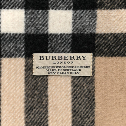 Burberry Wool Cashmere Giant Check Fringe Scarf Camel 4 of 4