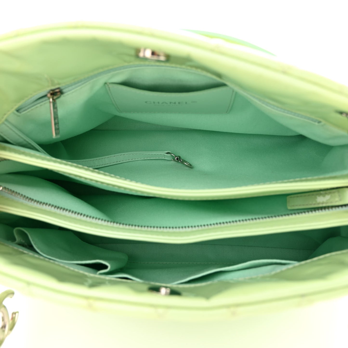 Patent Quilted Large Just Mademoiselle Bowling Bag Light Green