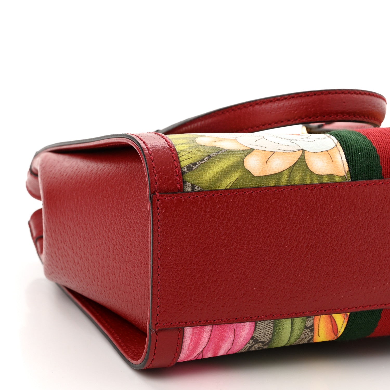 Gucci GG Supreme Monogram Flora Web Small Ophidia Tote Bag Red 5 of 10