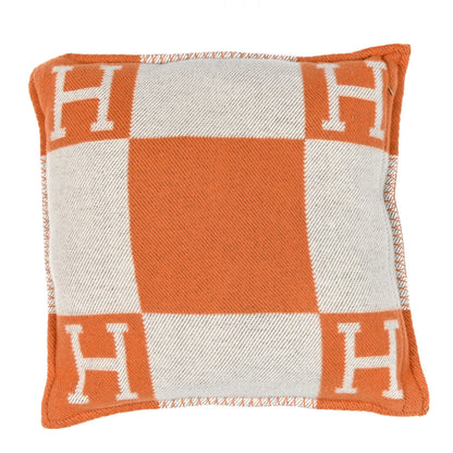 Hermes Wool Cashmere Avalon Pillow PM Ecru Potiron 2 of 3