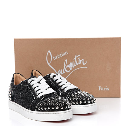Christian Louboutin Crosta Womens Vieira Spiked Flat Comete Sneakers 35 Black Silver 9 of 9