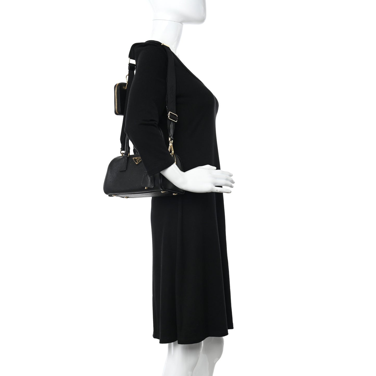 Saffiano Lux Top Handle Crossbody Bag Black