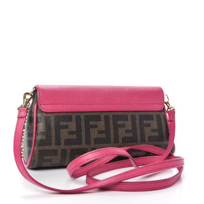 Fendi Zucca Spalmati Vitello Elite Flap Crossbody Bag Tobacco Ciclamino 3 of 10