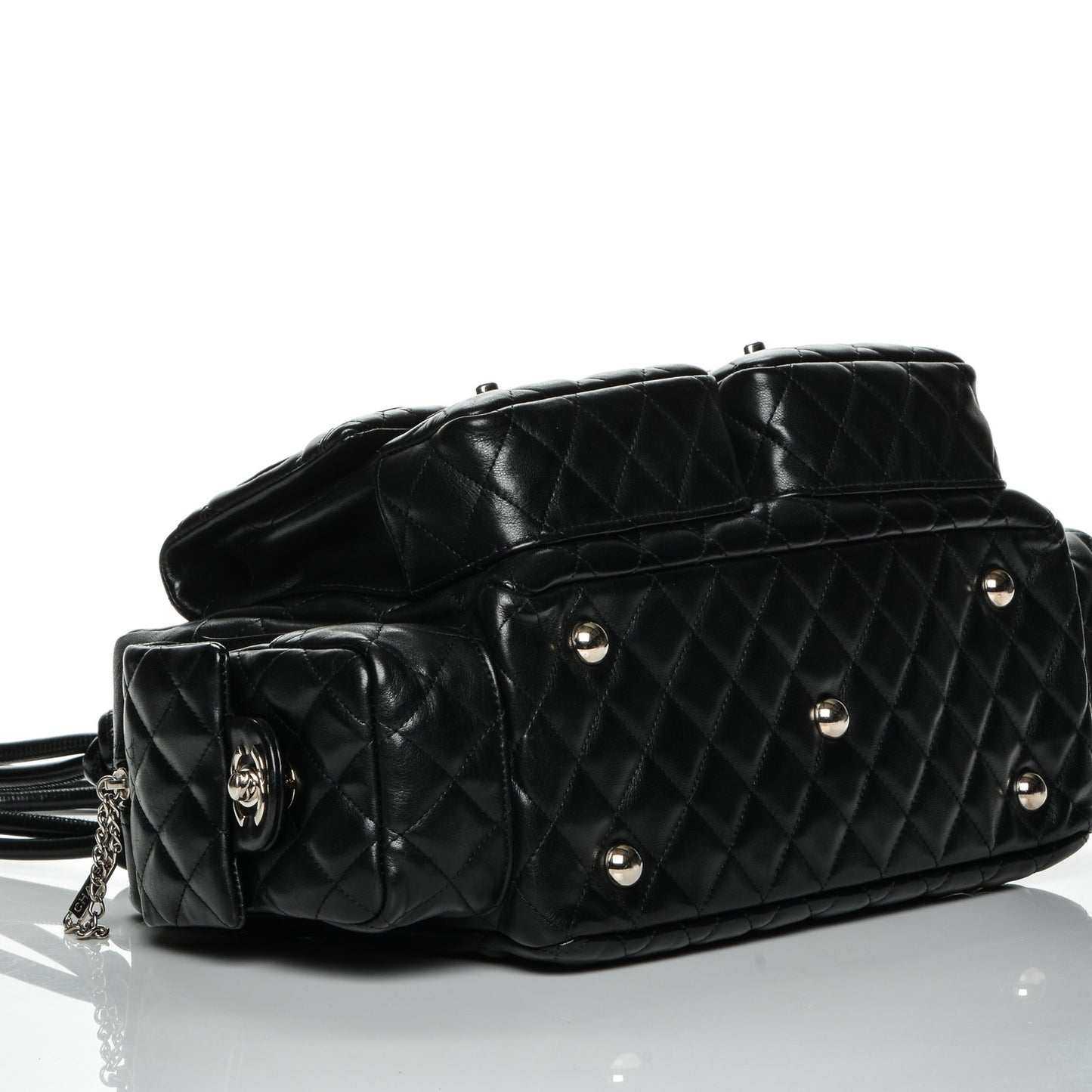 Calfskin Quilted Large Cambon Multipocket Reporter Black