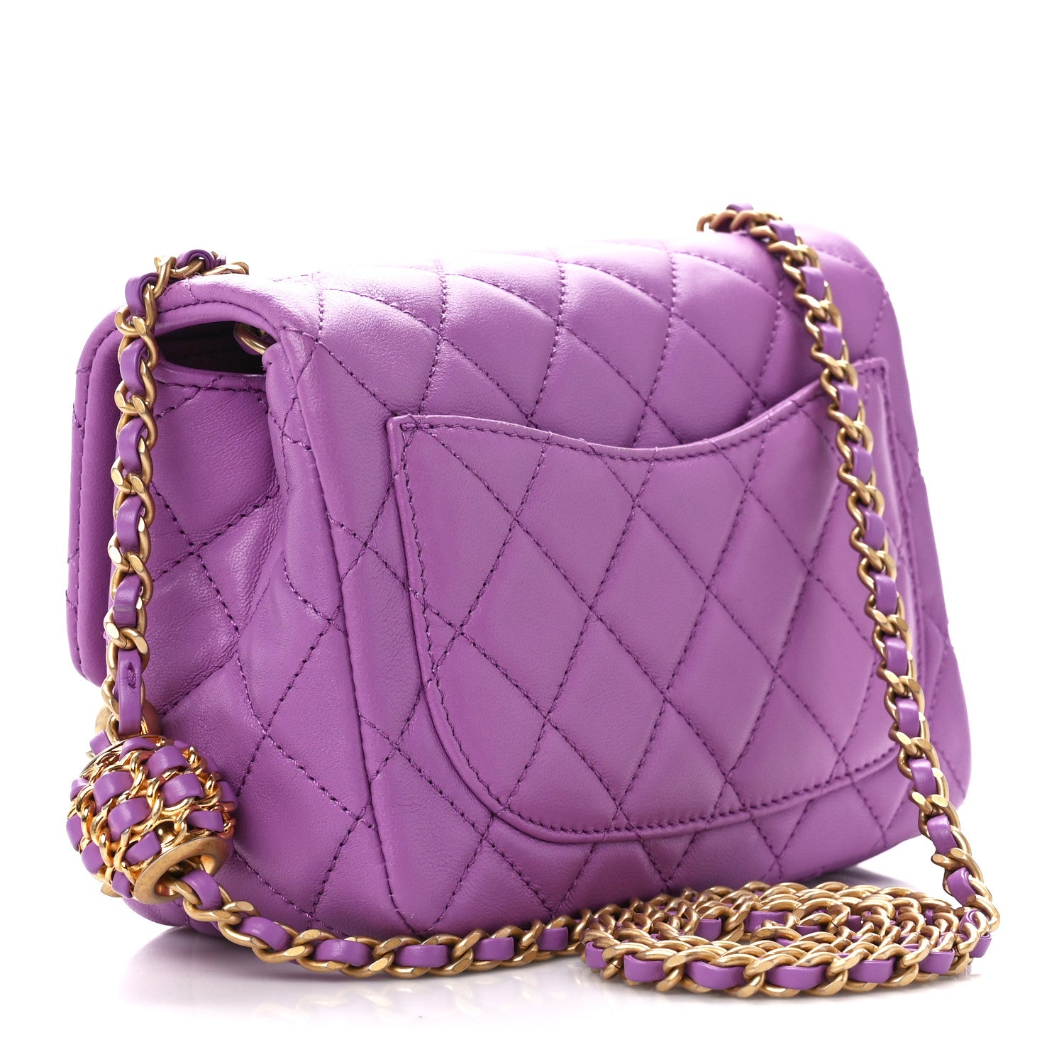 Chanel Lambskin Quilted Mini Pearl Crush Flap Purple 3 of 11