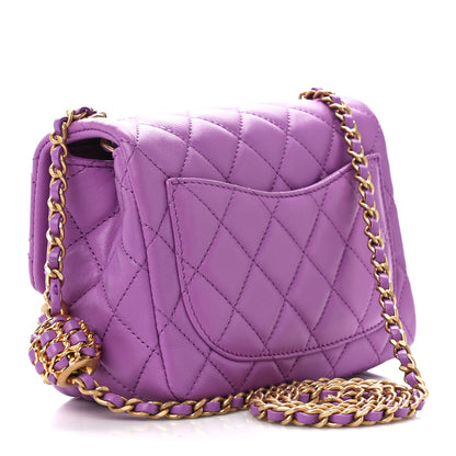 Chanel Lambskin Quilted Mini Pearl Crush Flap Purple 3 of 11
