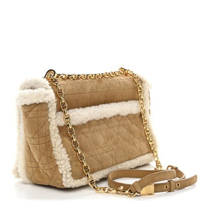 Christian Dior Shearling Cannage Large Caro Bag Camel 3 of 10
