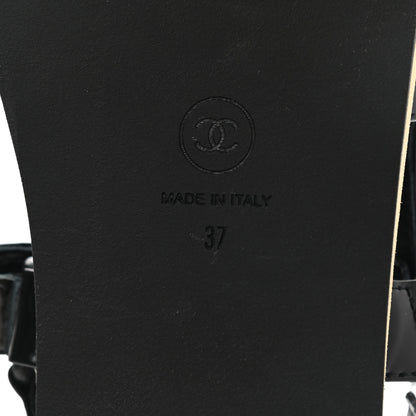 Chanel Laminated Goatskin Chain Sandals 37 So Black 6 of 8