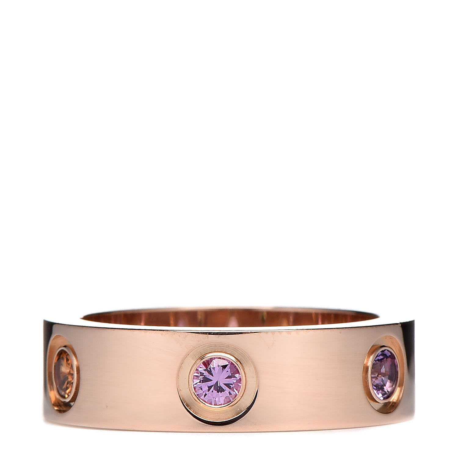 Cartier 18K Pink Gold Sapphire Garnet Amethyst 5.5mm LOVE Ring 51 5.75 1 of 8
